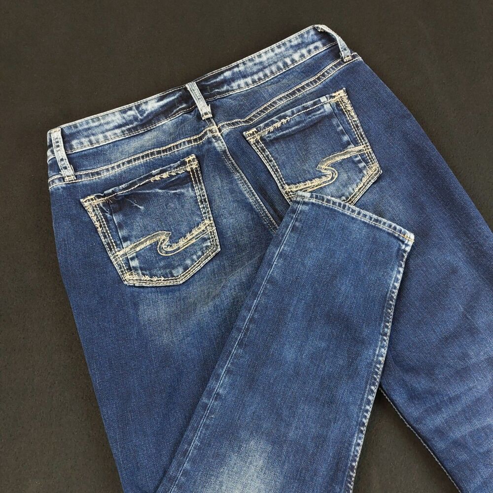 ⁠Silver Jeans Boyfriend Fit Mid Rise Slim Leg Jeans Women’s 30x27 (Fit 34x29)